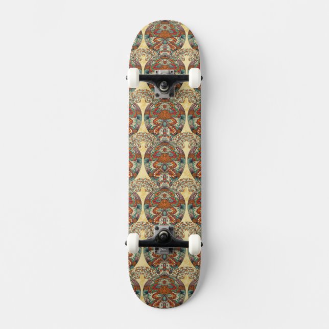 Sköldpaddablommönster Old School Skateboard Bräda 21,6 Cm (Framsida)