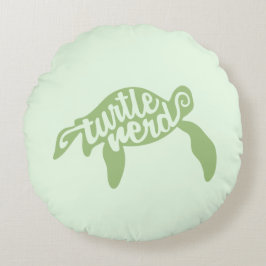 SköldpaddaNerd (grönt) Rund Kudde