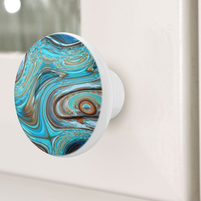 sköldpaddor av sköldpaddor av lantbruksväxter knopp (farmhouse teal blue Woodgrain turquoise swirls Ceramic Knob)