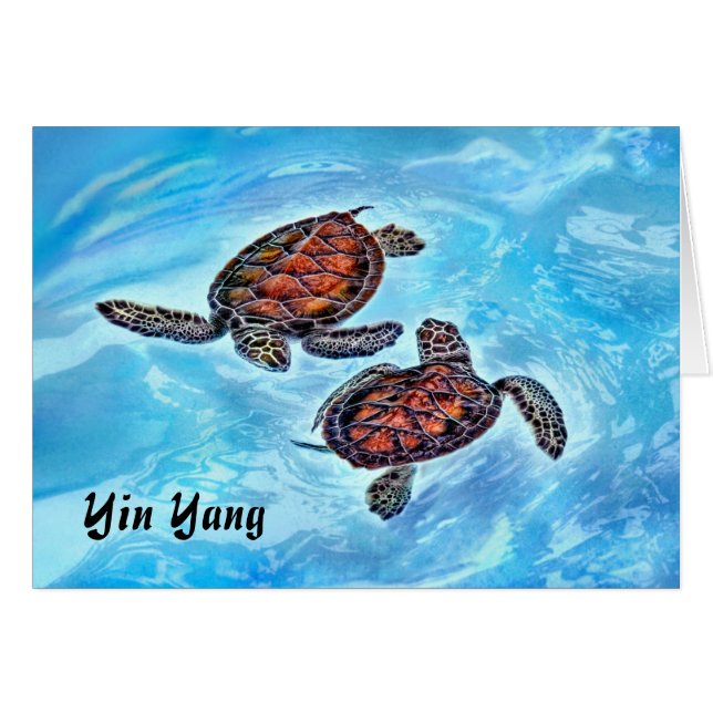 Sköldpaddor för Yin Yang babyhav Hälsningskort (Framsidan Horizontal)
