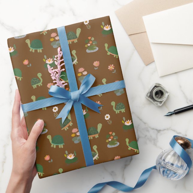 Sköldpaddor & Näckrosblad på Brun Presentpapper (Gifting)