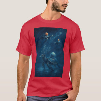 Sköldpaddor som bär planeter genom stjärnljus vatt t shirt