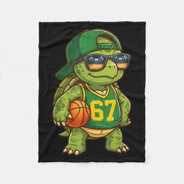 Sköldpadds Basket 67 Gen Alpha Slang Srts Män Pojk Fleecefilt (Framsidan)