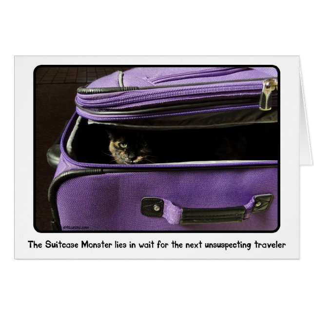 Sköldpadds- Cat/resväskamonster Hälsningskort (Framsidan Horizontal)