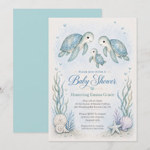 Sköldpadds Familj Bebis Shower Inbjudan