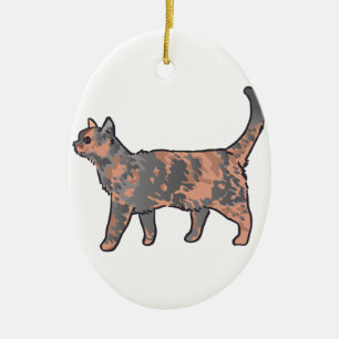 Sköldpadds- katt julgransprydnad keramik