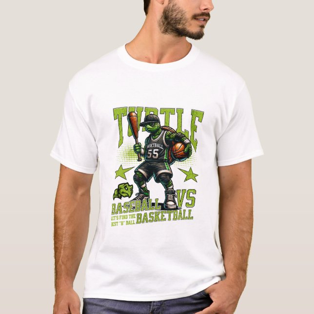 sköldpadds korgboll spel t shirt (Framsida)