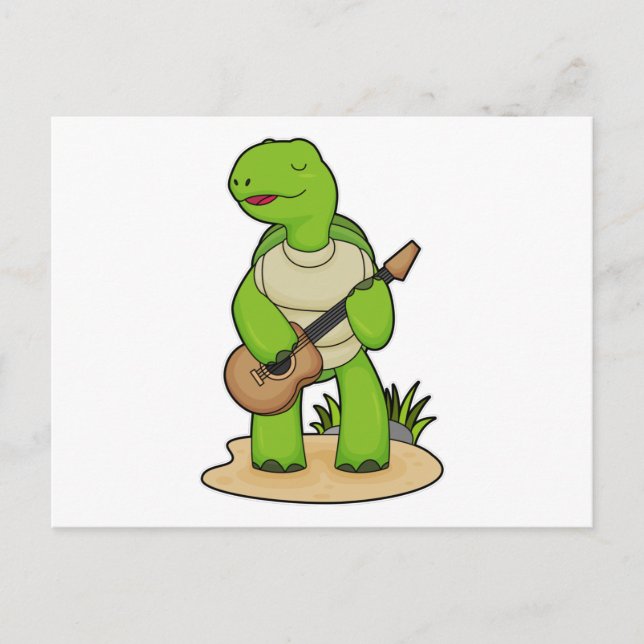 Sköldpadds Musiker Gitarr Musik Vykort (Framsida)