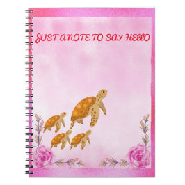 Sköldpaddsfamilj Rosa Vattenfärg Tillbaka till sko Anteckningsbok