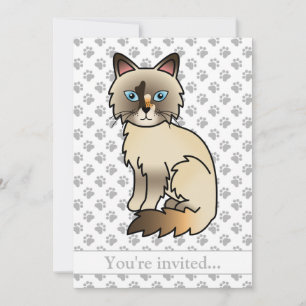 Sköldpaddsfärgad Birman/Ragdoll Katt Födelsedagsfe Inbjudningar