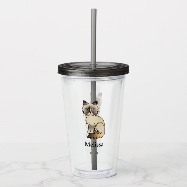 Sköldpaddsfärgad Birman/Ragdoll Katt Med Anpassat  Take Away Mugg (Framsida)