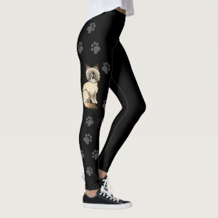 Sköldpaddsfärgad Birman / Ragdoll Katt & Svarta ta Leggings