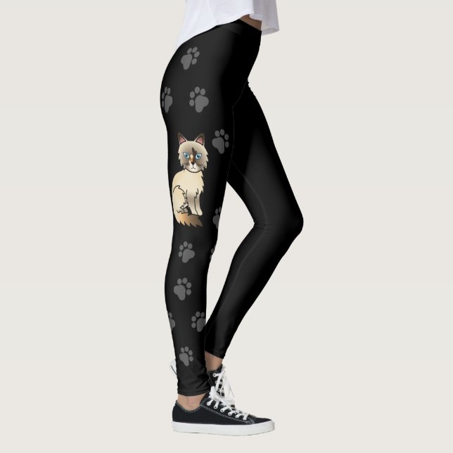 Sköldpaddsfärgad Birman / Ragdoll Katt & Svarta ta Leggings (Höger)