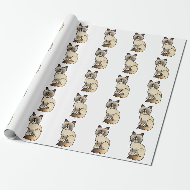 Sköldpaddsfärgad Birman / Ragdoll Söt Katt Mönster Presentpapper (Utrullad)