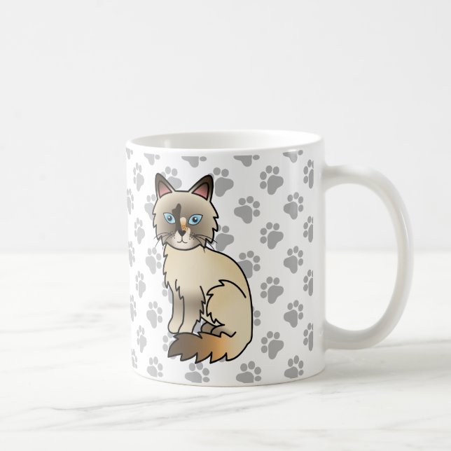 Sköldpaddsfärgad Birman / Ragdoll Söt Katt & Tass Kaffemugg (Höger)