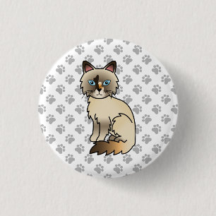 Sköldpaddsfärgad Birman / Ragdoll Söt Katt & Tassa Knapp