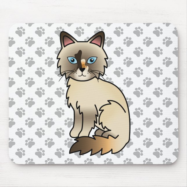 Sköldpaddsfärgad Birman / Ragdoll Söt Katt & Tassa Musmatta (Framsidan)