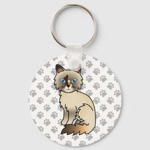 Sköldpaddsfärgad Birman / Ragdoll Söt Katt & Tassa Nyckelring