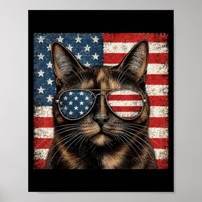 Sköldpaddskatt 4 juli amerikansk flagga poster (Framsidan)