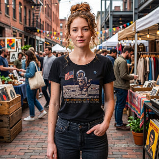 Sköldpaddskatt Astronaut Retro Sci-Fi Månen Landni T Shirt