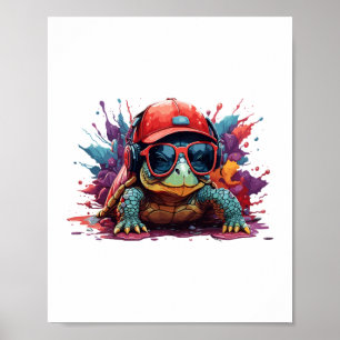 sköldpaddskonst I coola gullsköldpadda Poster