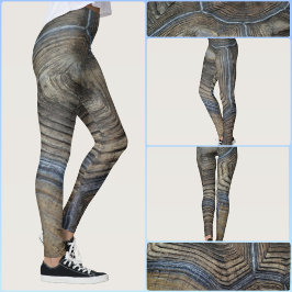 Sköldpaddsskal Grå och Brun Kantig Naturlig Mönste Leggings
