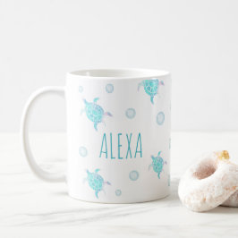 Sköldpaddsungar Under Havet Vattenfärg Pastell Bub Kaffemugg