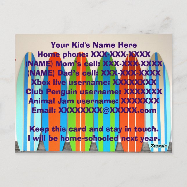 SKOLEN ÄR UT! Kontaktkort Vykort (Baksida)