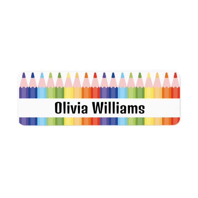 Skolenfärgade blyertspennor Back to school Returadress Etikett (Framsidan)