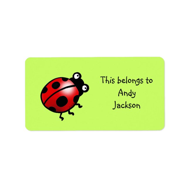 Skoletiketter ( ladybug ) adressetikett (Framsidan)