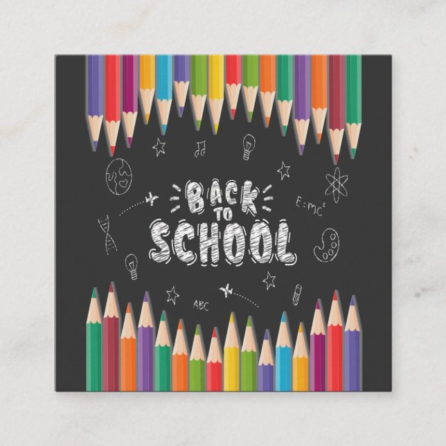 Skolfärdens första dag, välkommen Back to school Fyrkantigt Visitkort (Framsida)