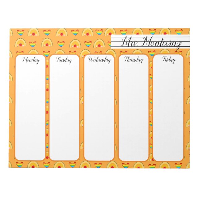 Skolförråd och regnbåge i Mönster Anteckningsblock (Framsida)