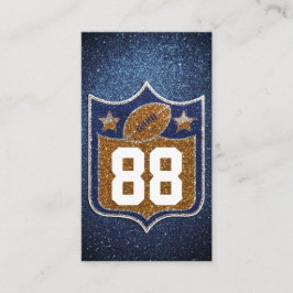Skolfotbollsteamet Färg i Blue och Guld Glitter Visitkort
