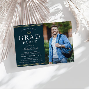 Skolfoto i guld, grad party inbjudningar
