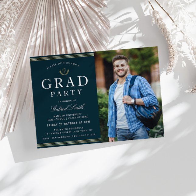 Skolfoto i guld, grad party inbjudningar (Skapare uppladdad)
