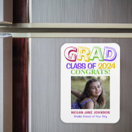 Skolgrafoto i studenten 8:e klass mitten magnet