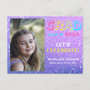 Skolgrafoto i studenten mitten inbjudan vykort