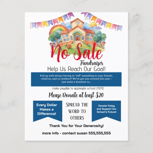 Skolhändelse för ingen SALE-insamling Flygblad (Framsidan)