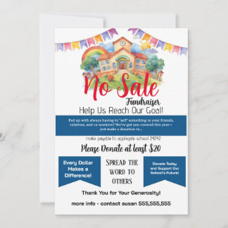 Skolhändelse för ingen SALE-insamling Inbjudningar