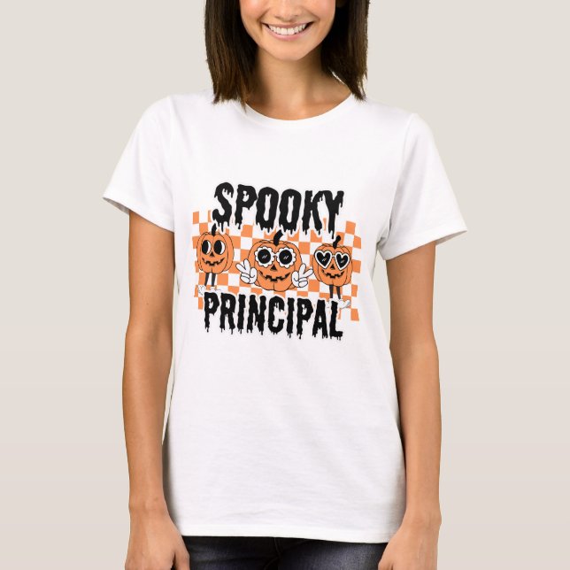 Skolhuvudmannen Halloween-taloky Principal Anpassn T Shirt (Framsida)