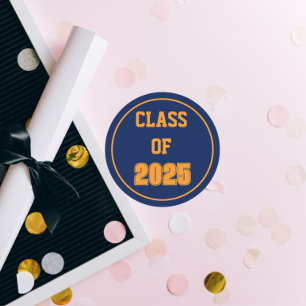 Skolklass för marin blått och Orange år Runt Klistermärke