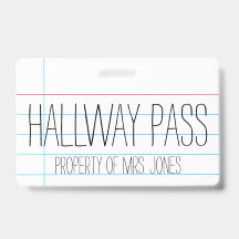 Skolklasslärare - Hallway Pass Badge