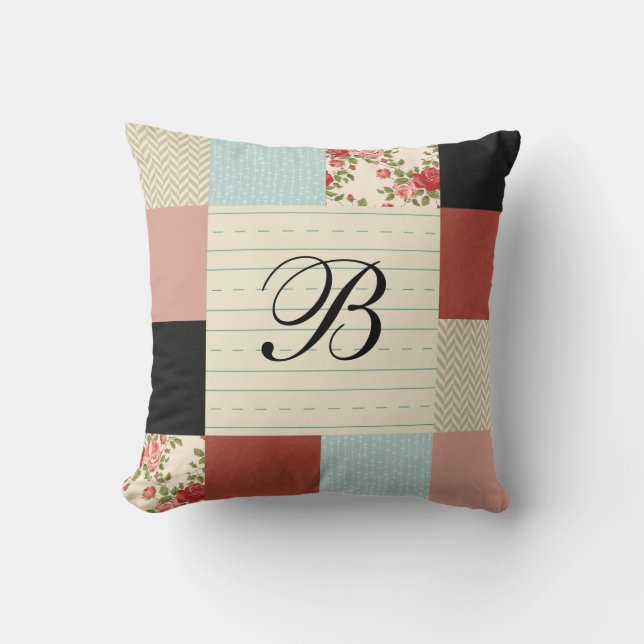 Skollappverk med Monogram Kudde (Framsida)