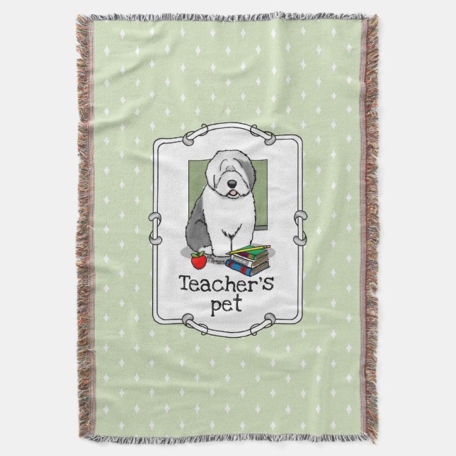 Skollärare Gamla engelska Sheepdog (Grått 1) Cute Filt (Framsidan Vertikal)