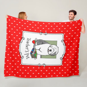 Skollärare Gamla engelska Sheepdog (Grått 1) Cute Fleecefilt