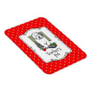 Skollärare Gamla engelska Sheepdog (Grått 1) Cute Magnet