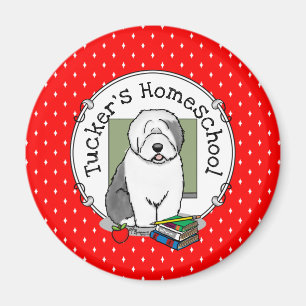 Skollärare Gamla engelska Sheepdog (Grått 1) Cute Magnet