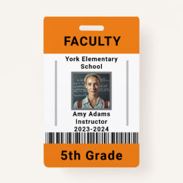 Skollärare-ID-brickmall W/streckkodsmall Orange