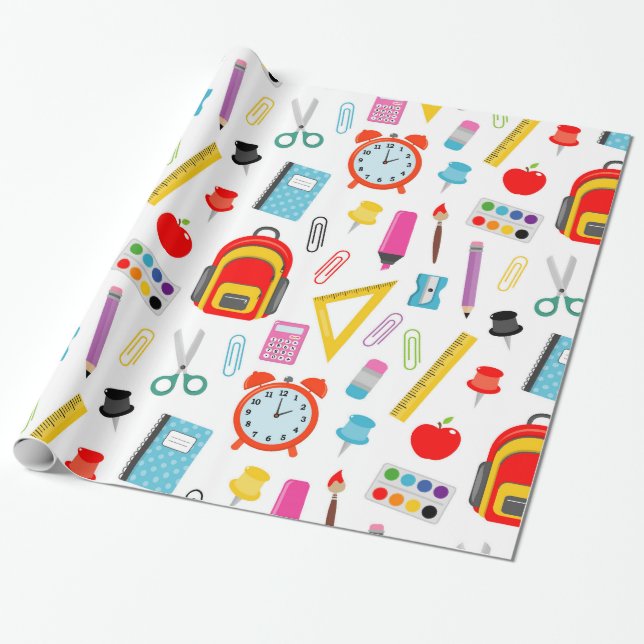 Skollärare Mönster Colorful Presentpapper (Utrullad)
