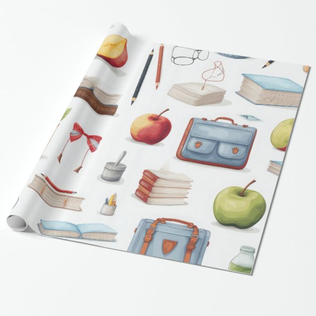 Skollärare Mönster Colorful Presentpapper (Utrullad)